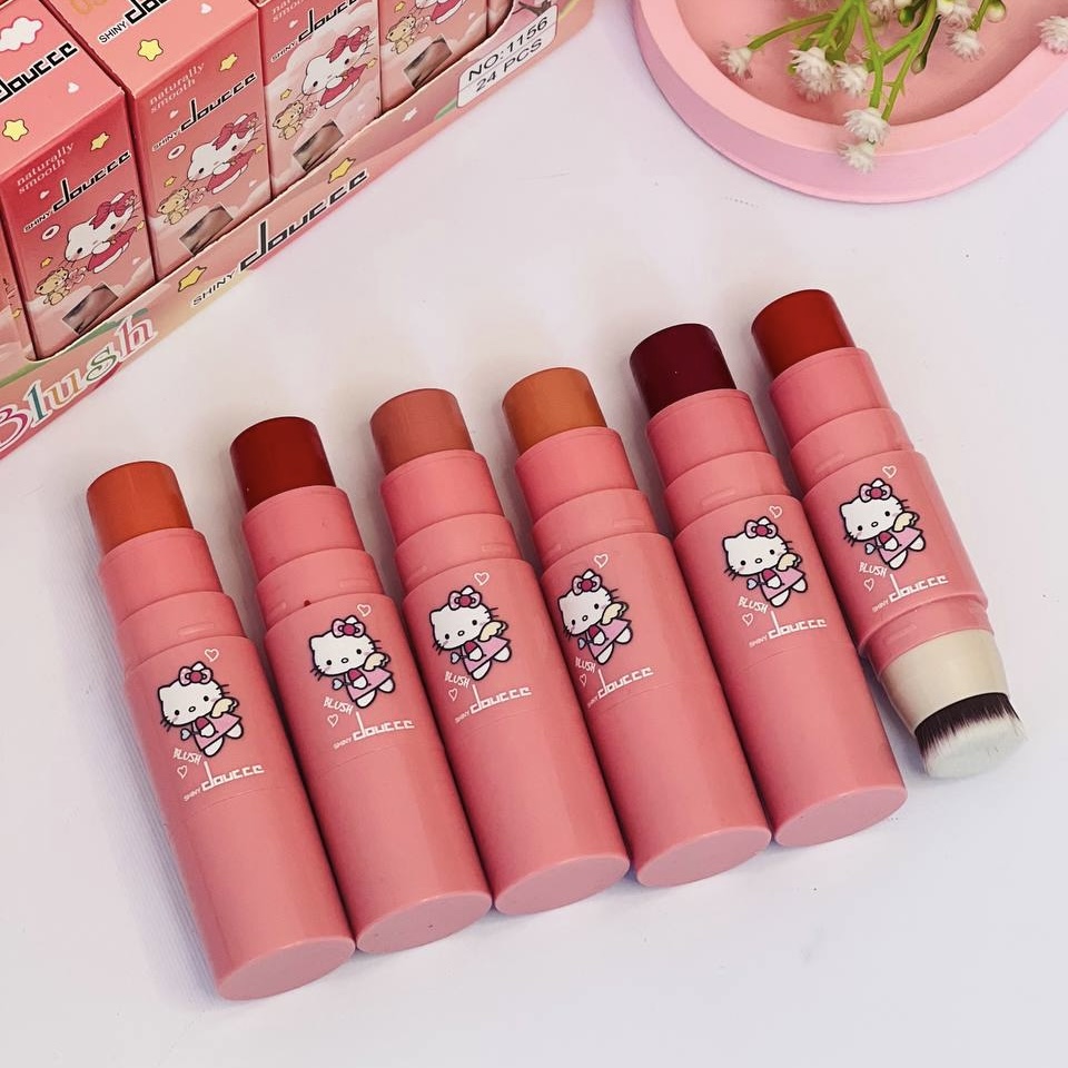 رژ گونه براش دار دوسر استیکی طرح کیتی