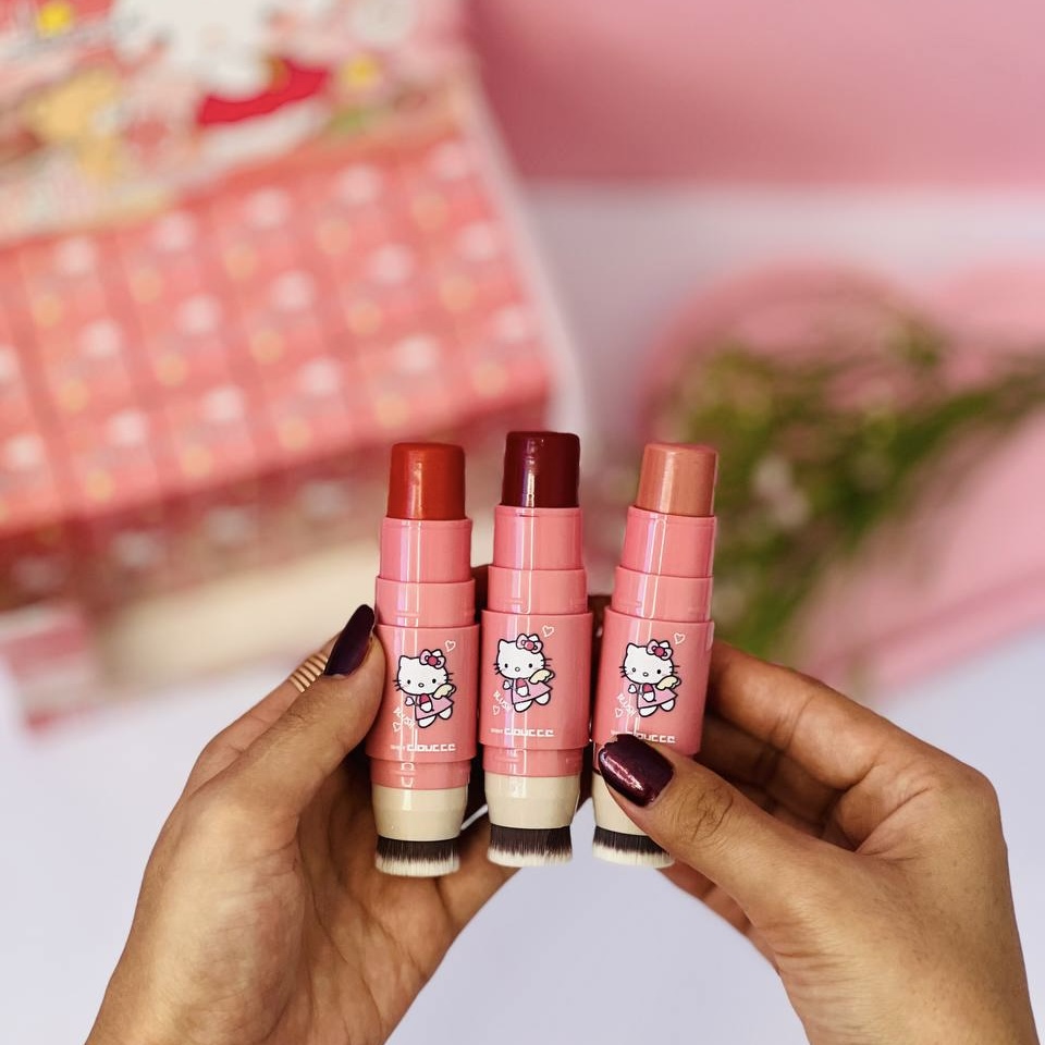 رژ گونه براش دار دوسر استیکی طرح کیتی