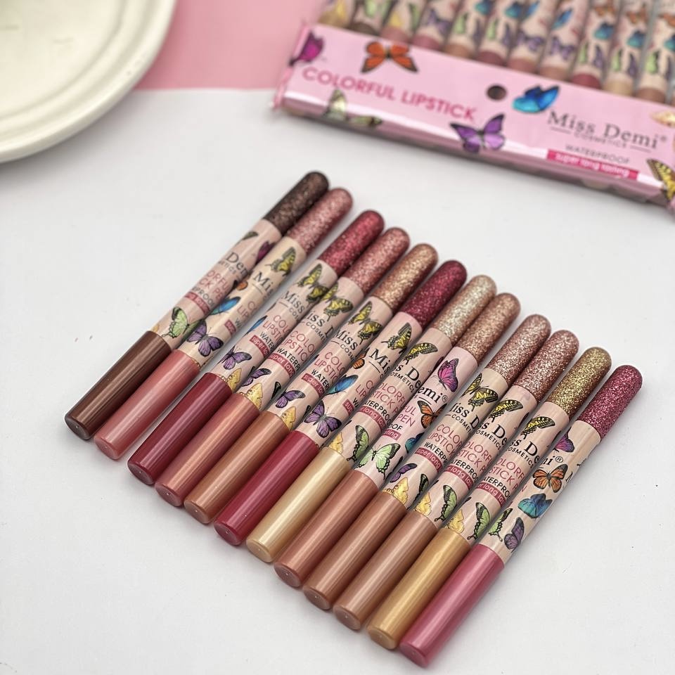 رژ لب مدادی گلیتری میس دمی MISS DEMI 12 عددی