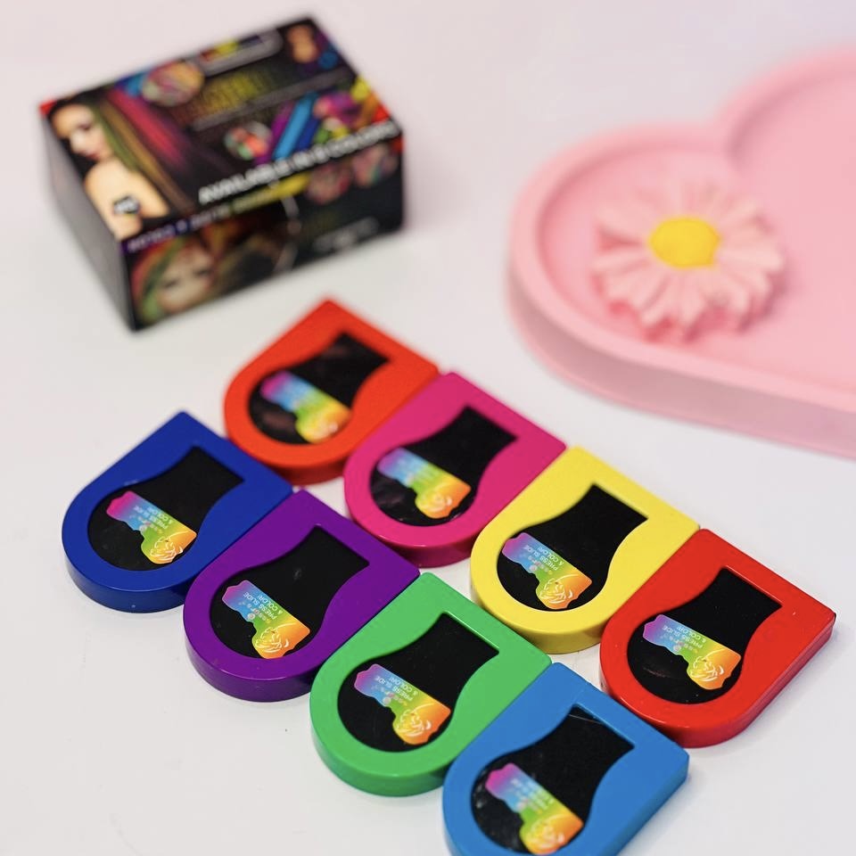 گچ مو سکه ای پد دار فانتزی رنگی ( پک 8 تایی )