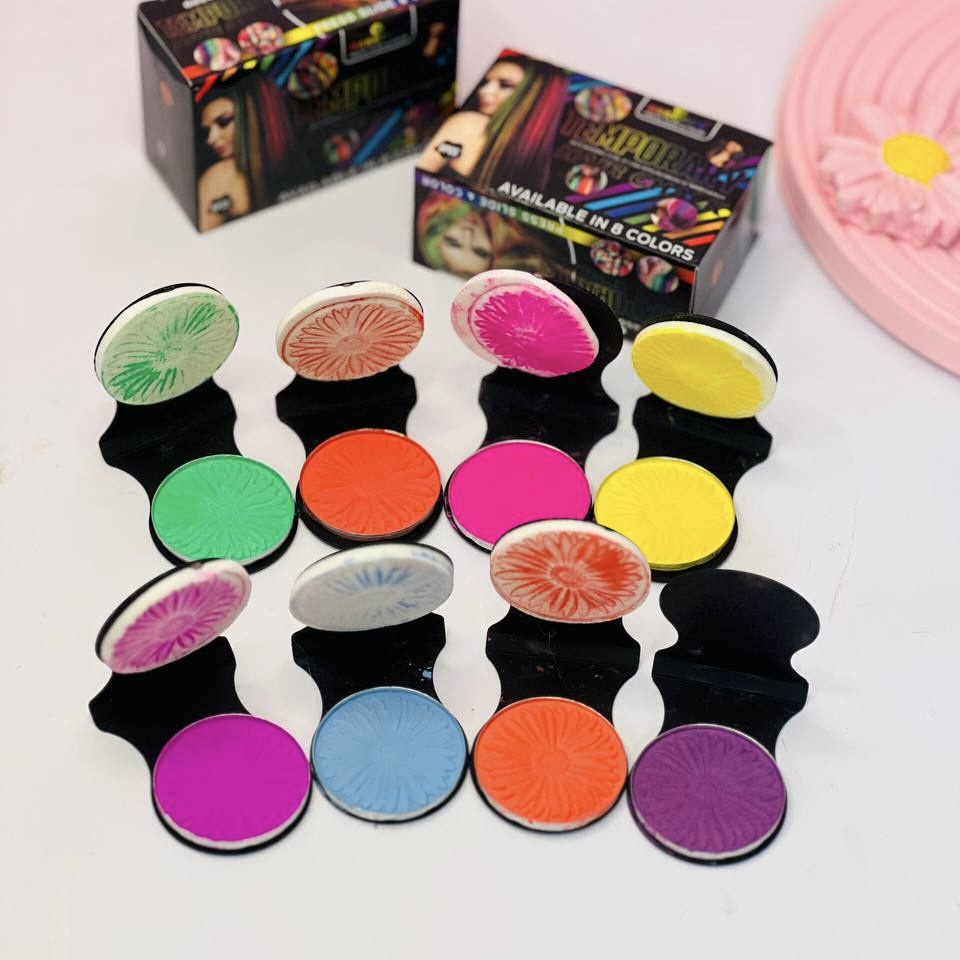 گچ مو سکه ای پد دار فانتزی رنگی ( پک 8 تایی )